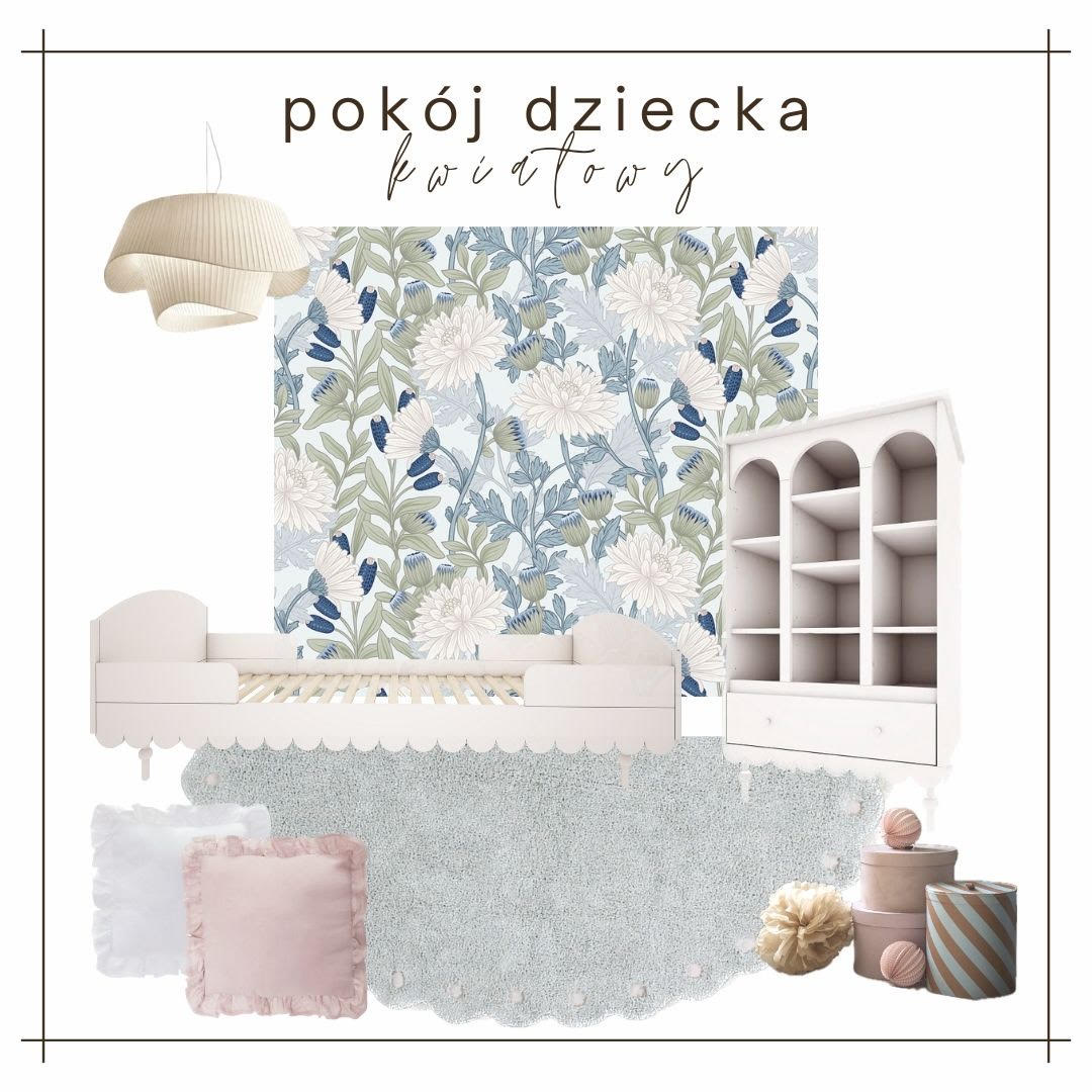 pokój dziewczynki z motywem kwiatowym