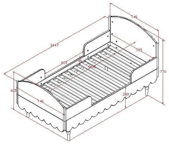 Łóżeczko niemowlęce z funkcją tapczanika 140 x 70 cm Babushka