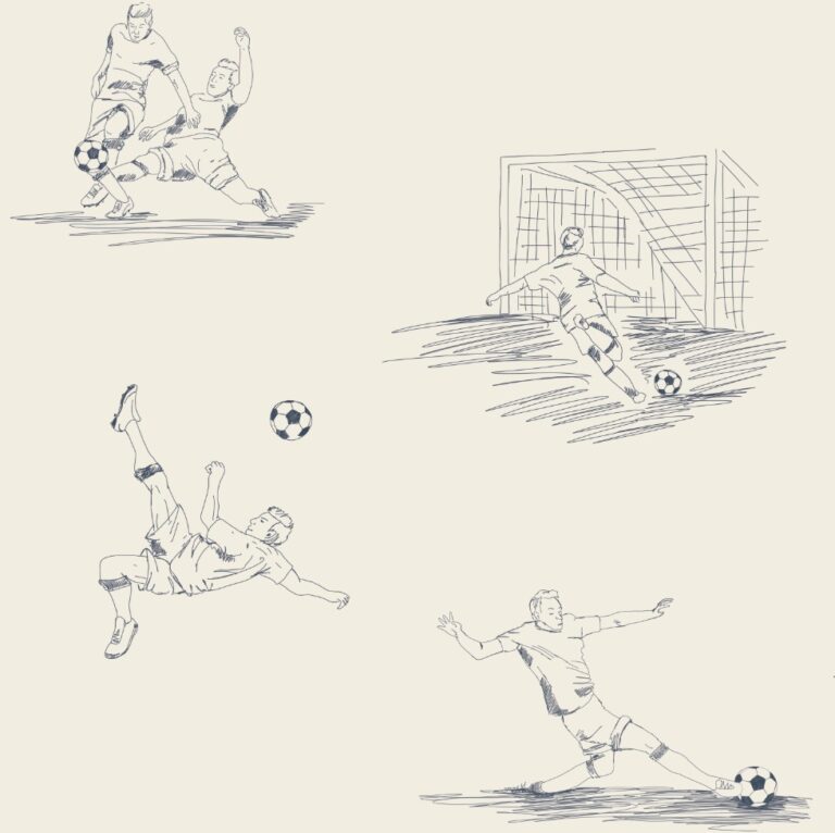 Tapeta piłka nożna linearna beż