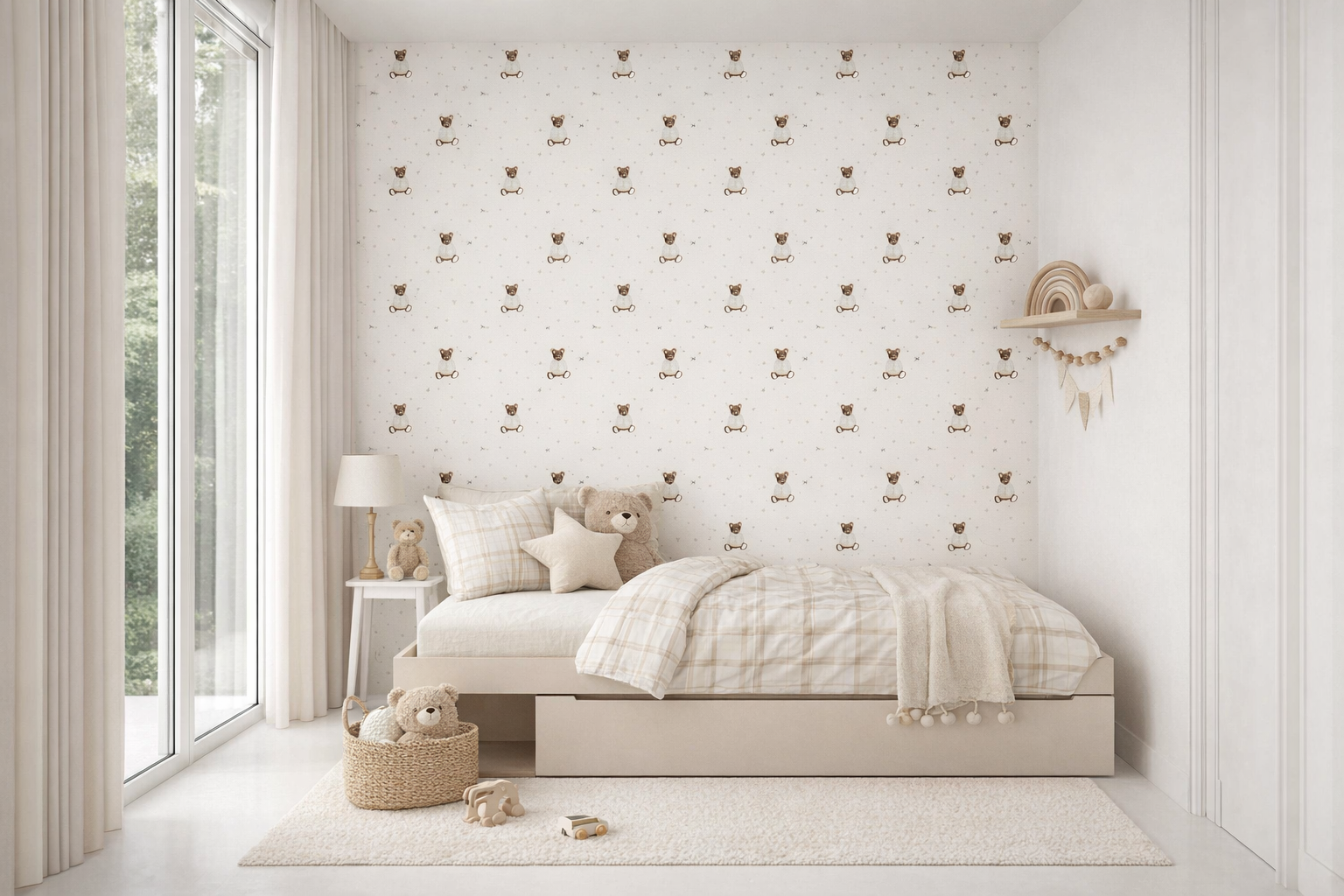 Łóżko dziecięce 90x200 cm z szufladą i regałem Tweens