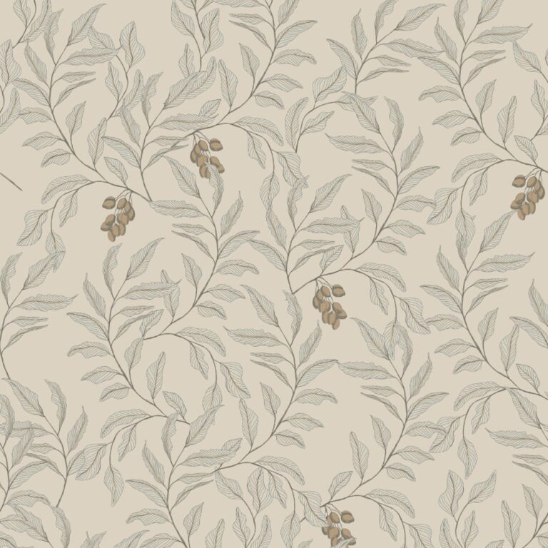 Tapeta beżowe gałązki z owocami