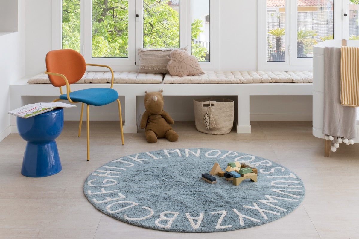 Dywan dziecięcy Round ABC Vintage Azul Natural Ø 150 Cm Lorena Canals