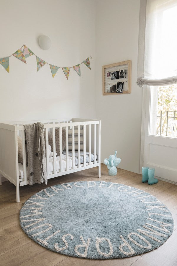 Dywan dziecięcy Round ABC Vintage Azul Natural Ø 150 Cm Lorena Canals