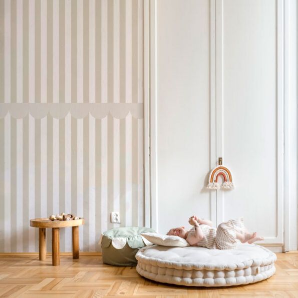 Tapeta w paski SIMPLE Rustic Beige White