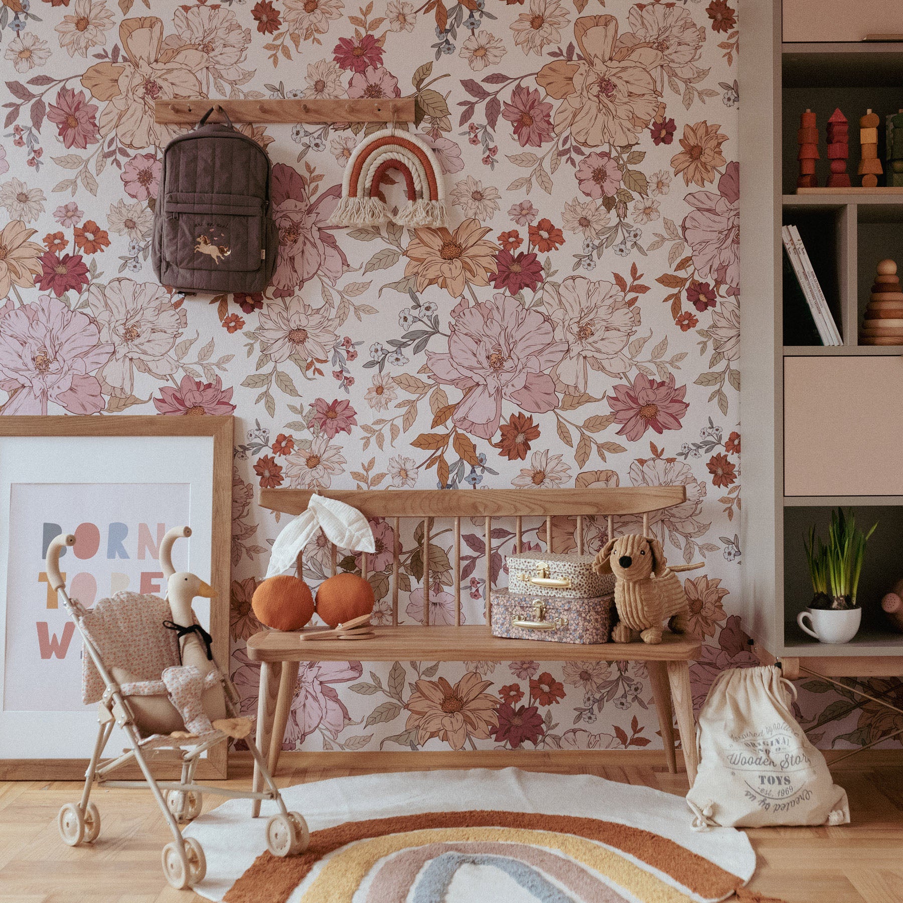 Tapeta w duże kwiaty Rainbow Flowers