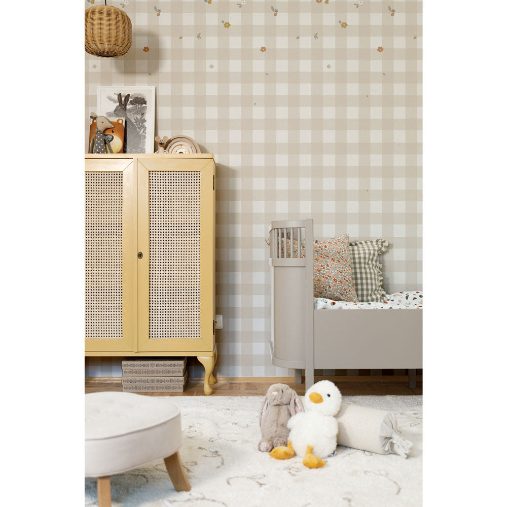 Tapeta krata kwiaty Boho Check
