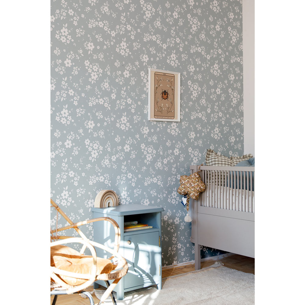 Tapeta kwiatki łączka Lace Meadow Blue