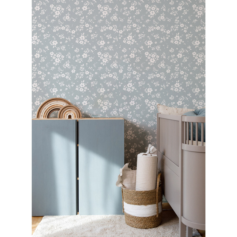 Tapeta kwiatki łączka Lace Meadow Blue