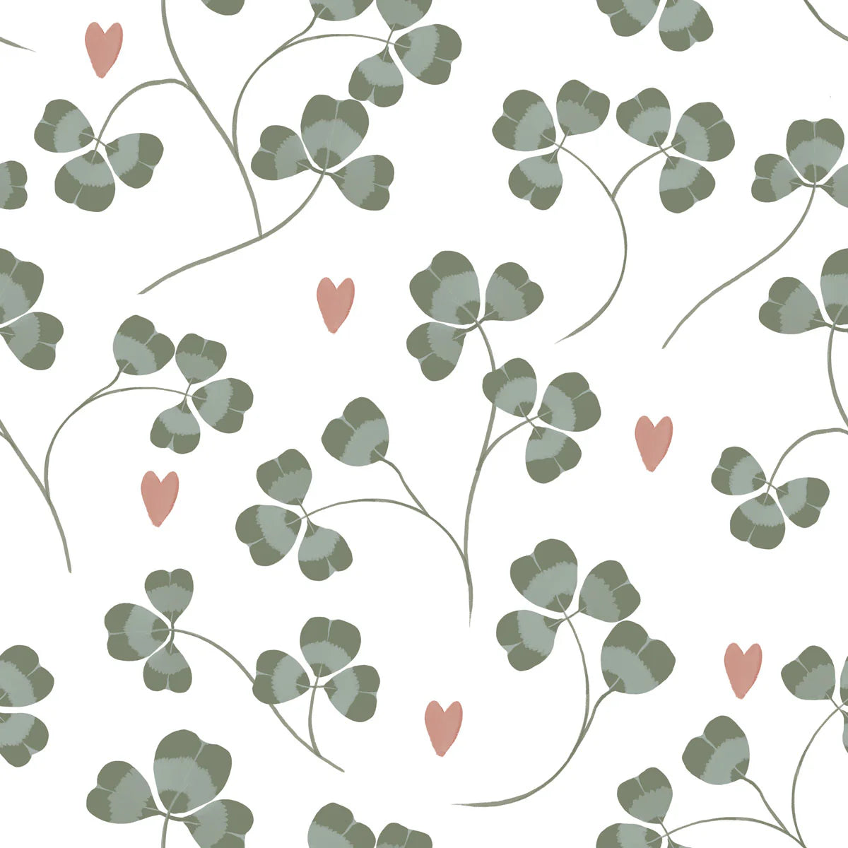 Tapeta w koniczyny Pastel Clovers and Hearts
