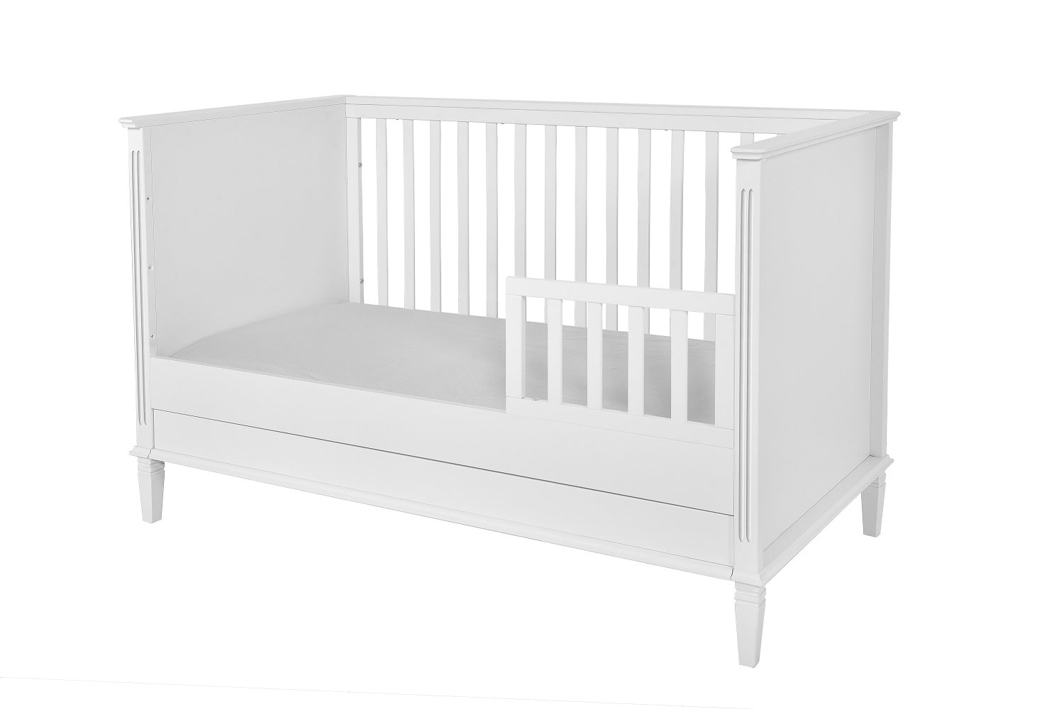 Łóżeczko niemowlęce z szufladą i funkcją tapczanika 140x70 cm Bianka złamana biel