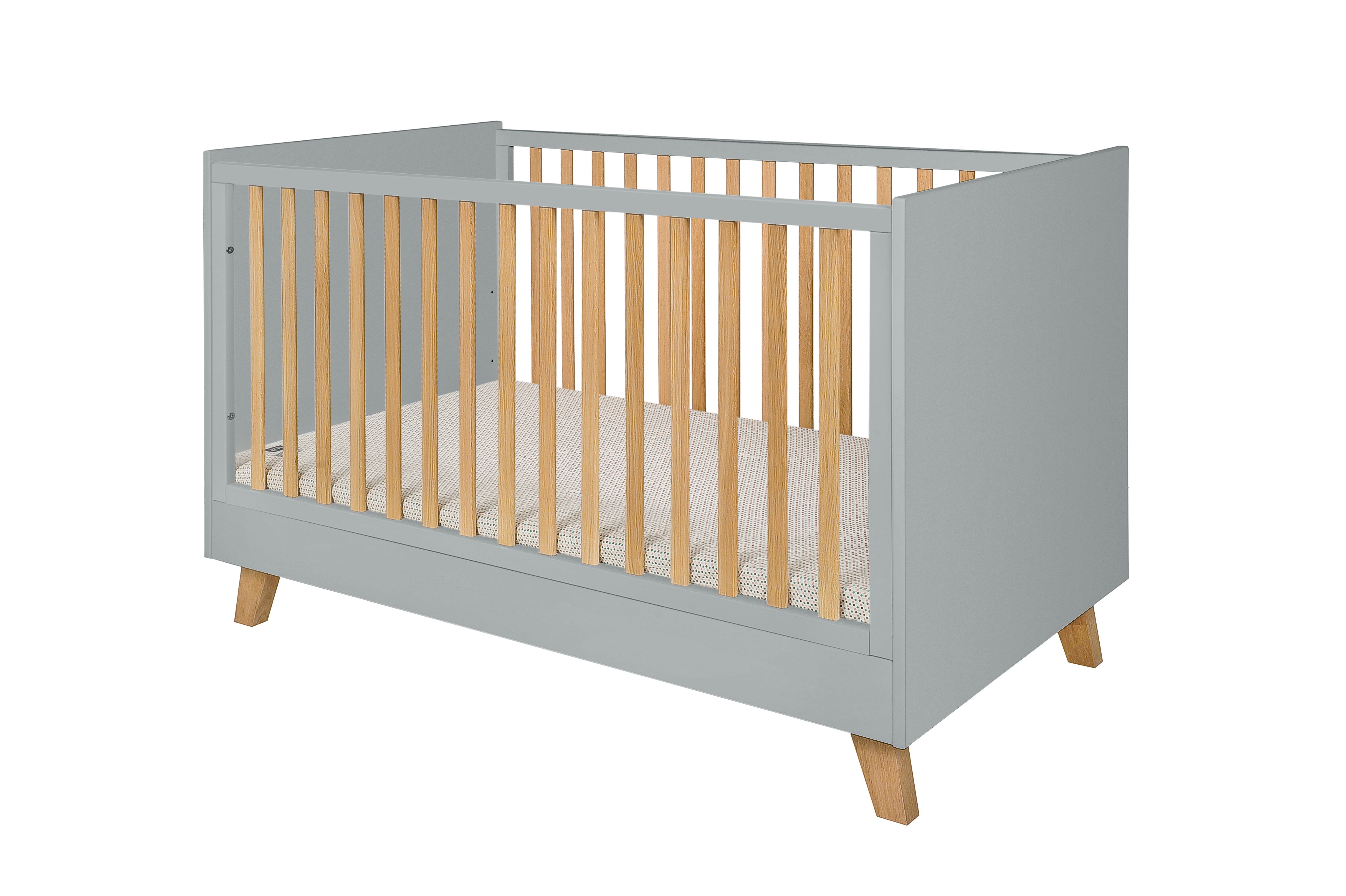 Łóżeczko niemowlęce z funkcją tapczanika 140x70 cm białe/szare Zara