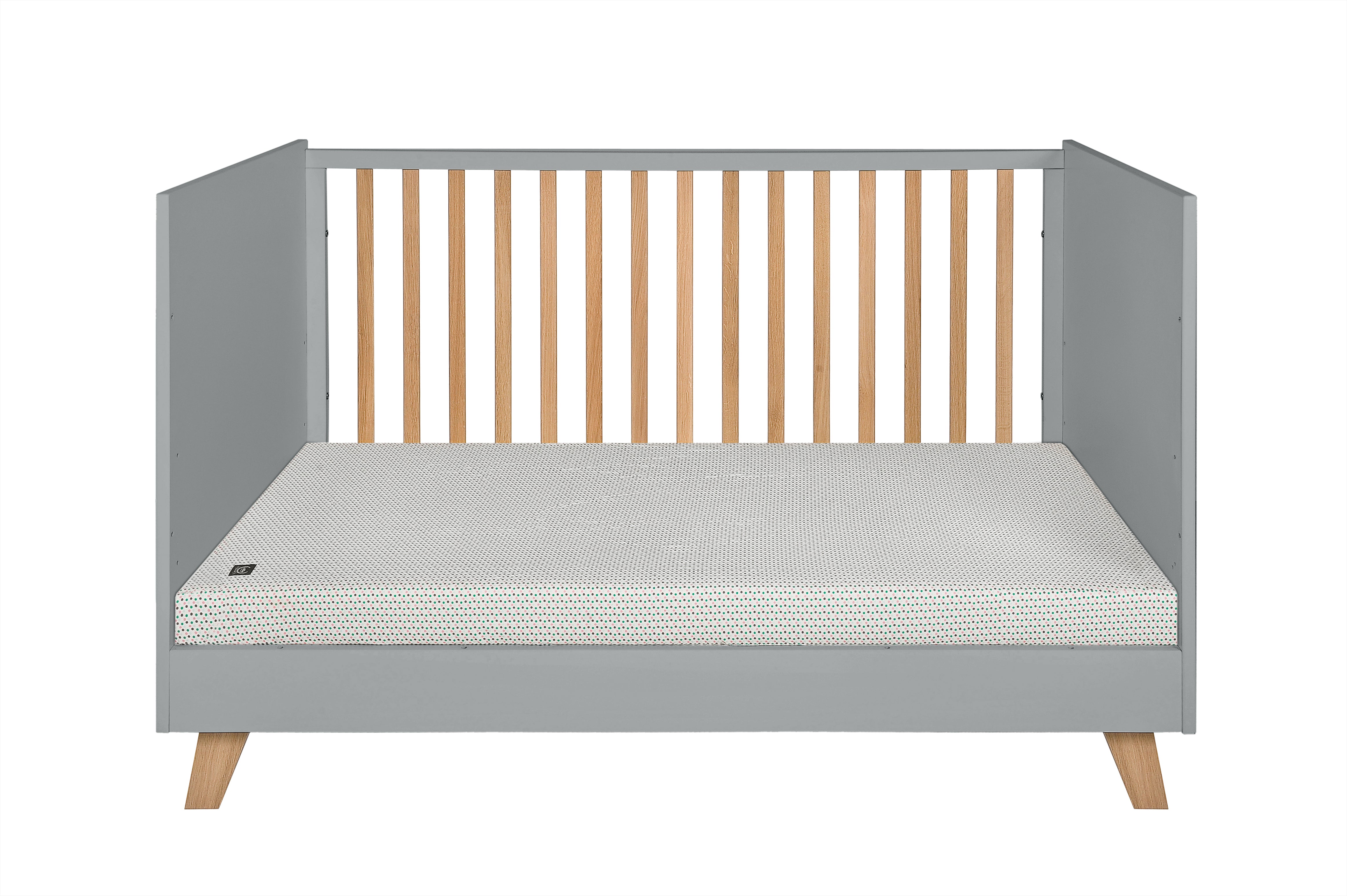 Łóżeczko niemowlęce z funkcją tapczanika 140x70 cm białe/szare Zara