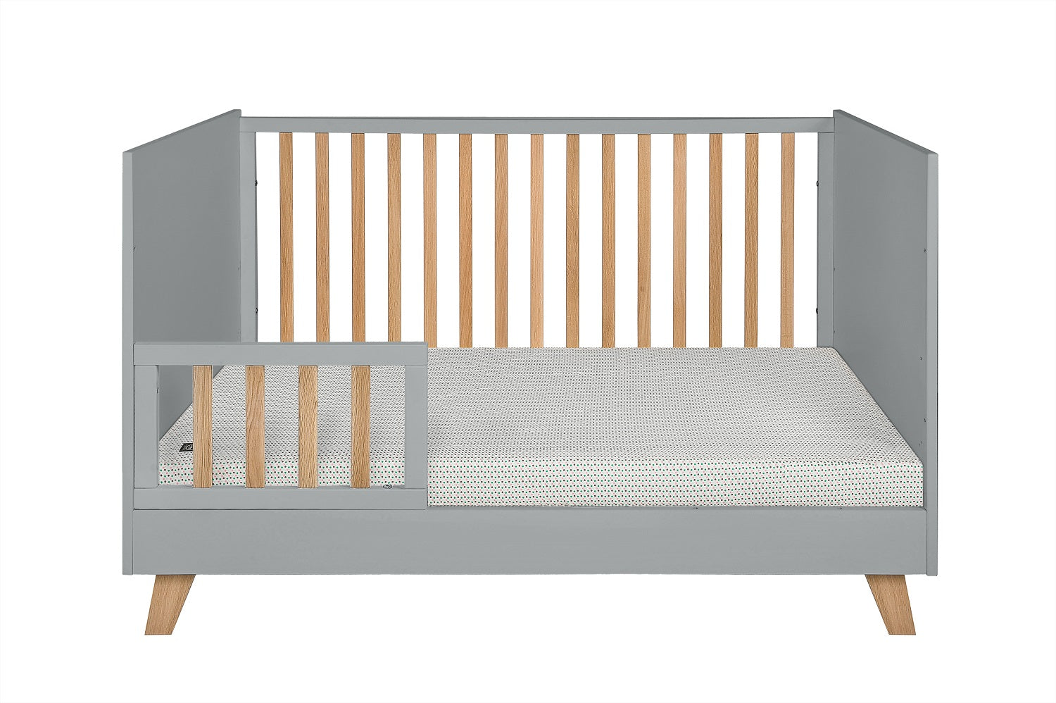 Łóżeczko niemowlęce z funkcją tapczanika 140x70 cm białe/szare Zara