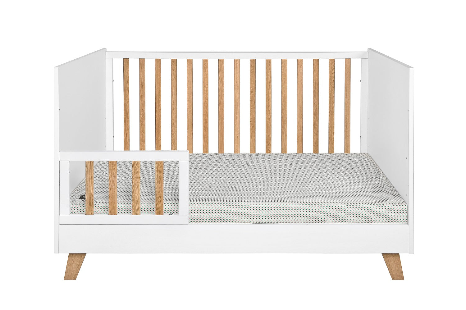 Łóżeczko niemowlęce z funkcją tapczanika 140x70 cm białe/szare Zara