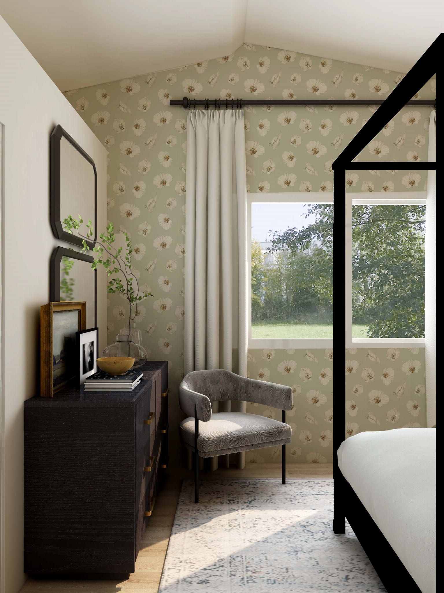 Tapeta kwiatki pistacja