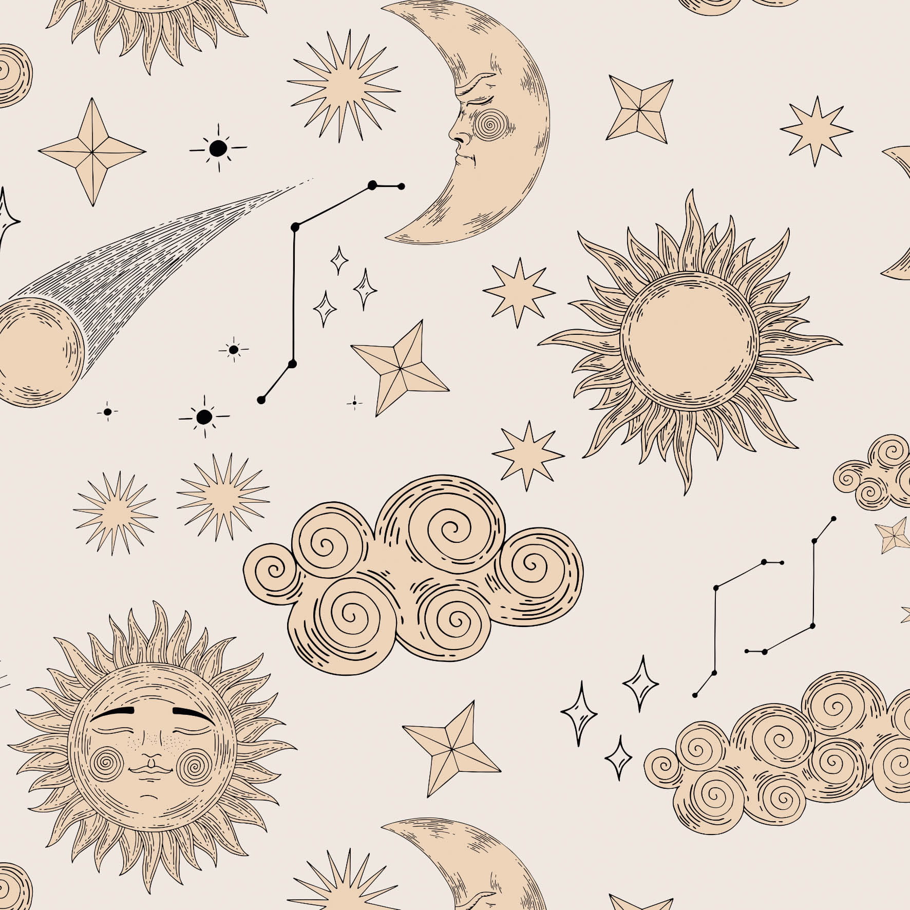 Tapeta kosmos gwieździste niebo beż