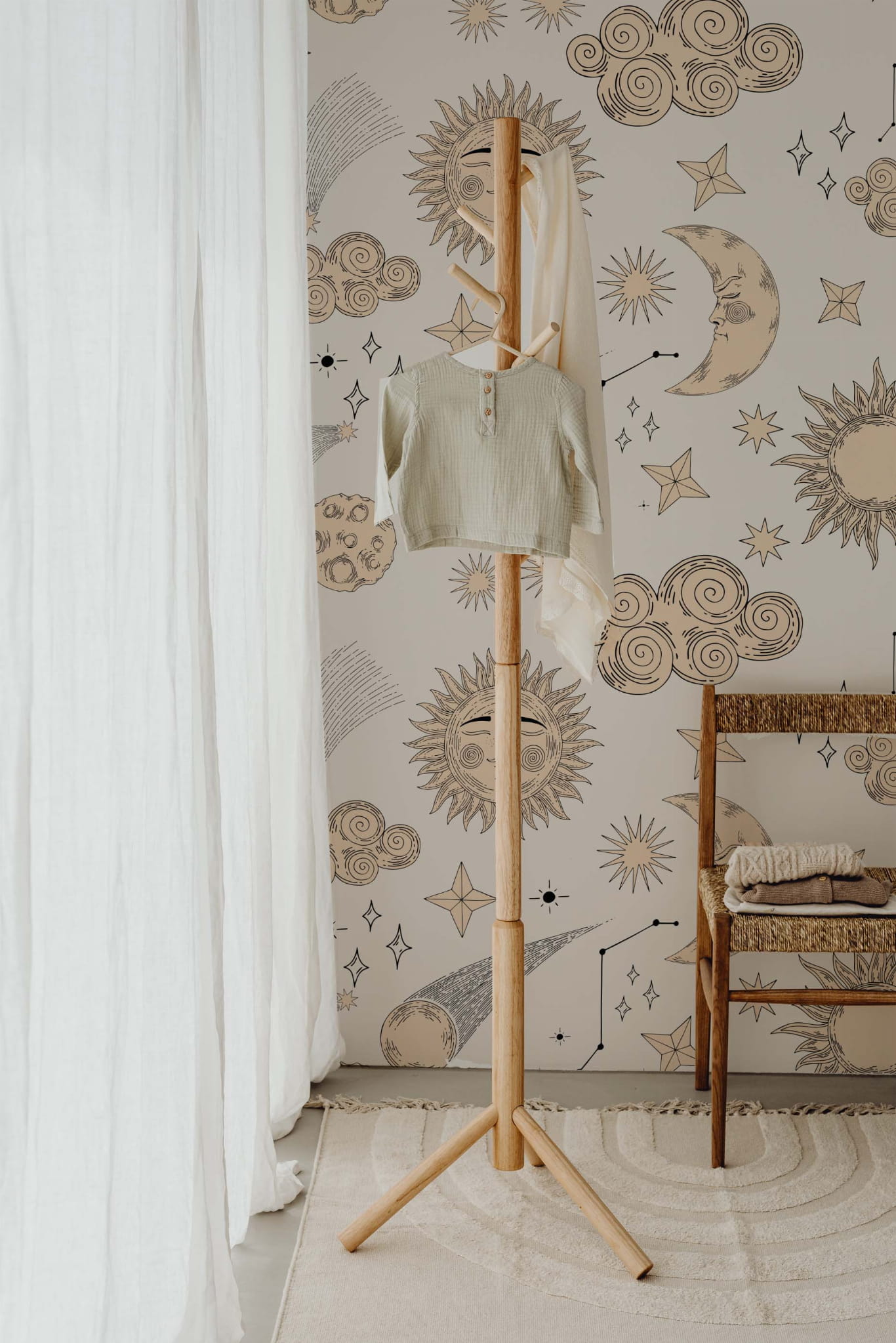 Tapeta kosmos gwieździste niebo beż