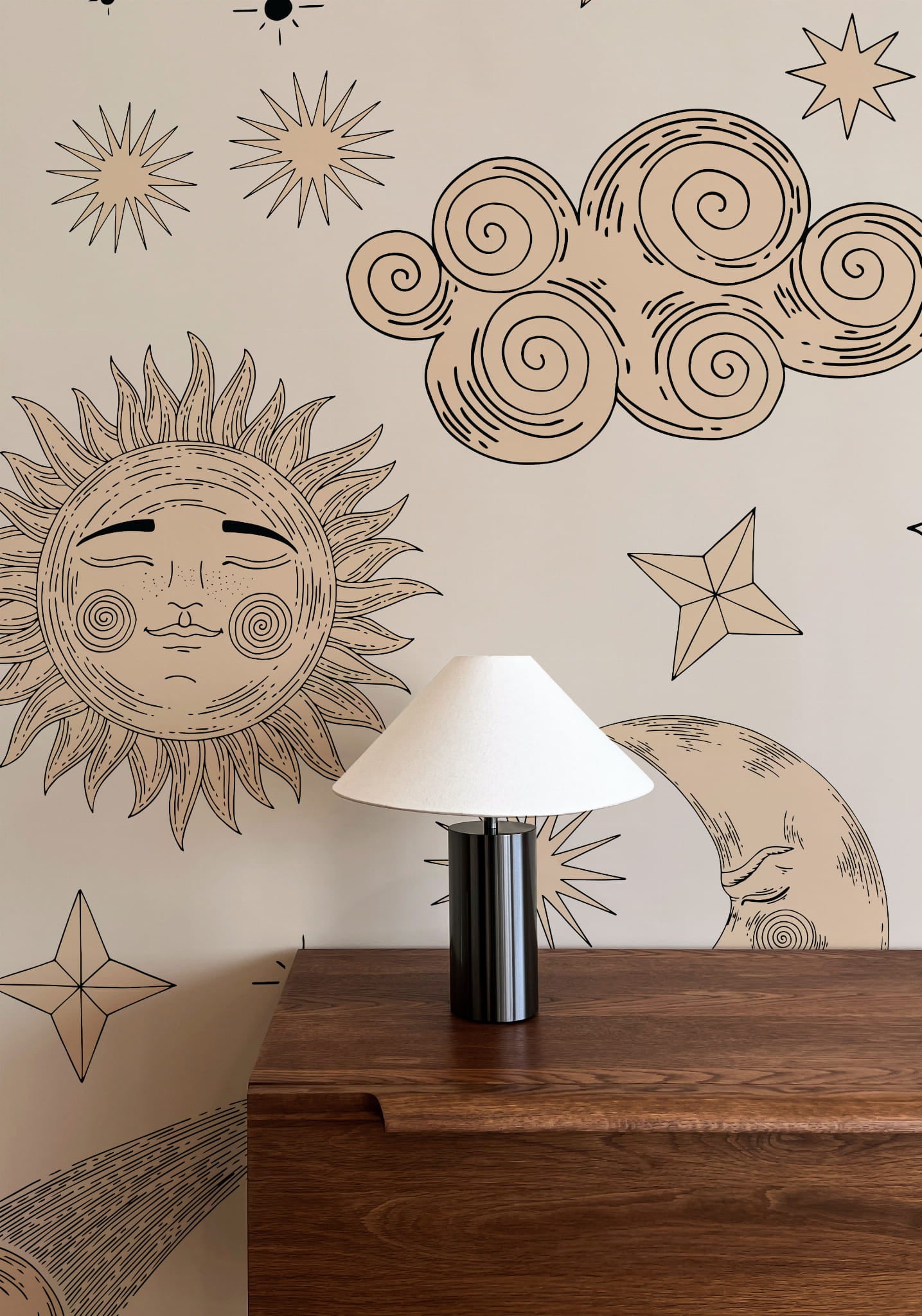 Tapeta kosmos gwieździste niebo beż