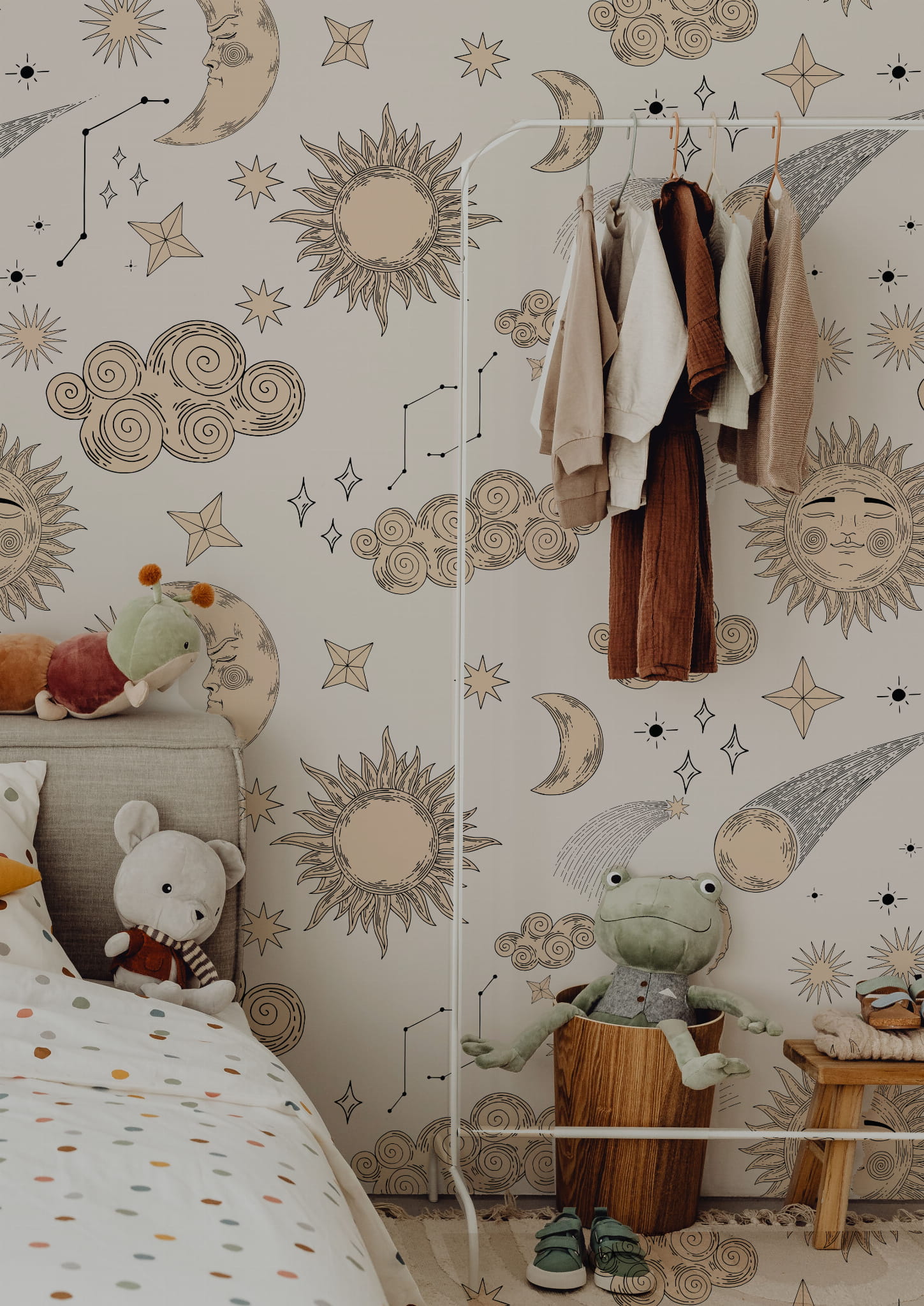 Tapeta kosmos gwieździste niebo beż