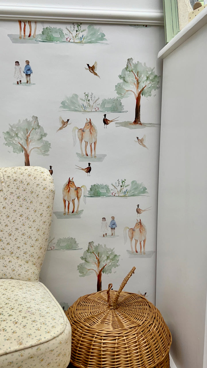 Tapeta konie drzewa Vintage Life