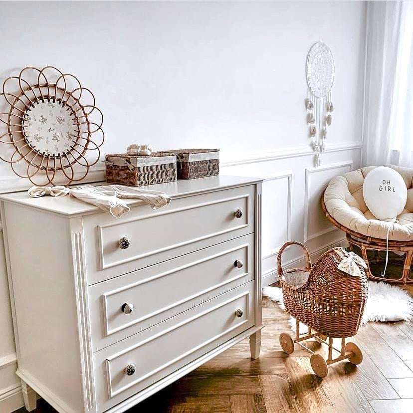 Komoda z przewijakiem ecru frezowana Bianka