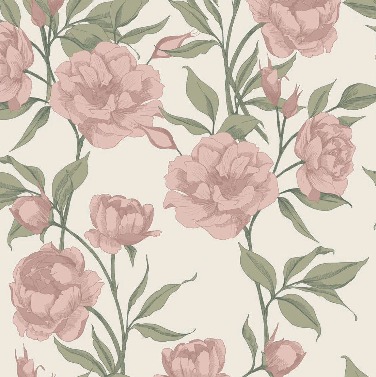 Tapeta kwiaty peonie beż