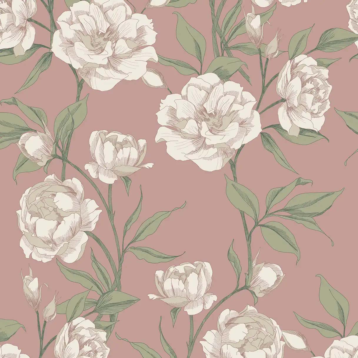 Tapeta kwiaty peonie (piwonie) pastelowy róż