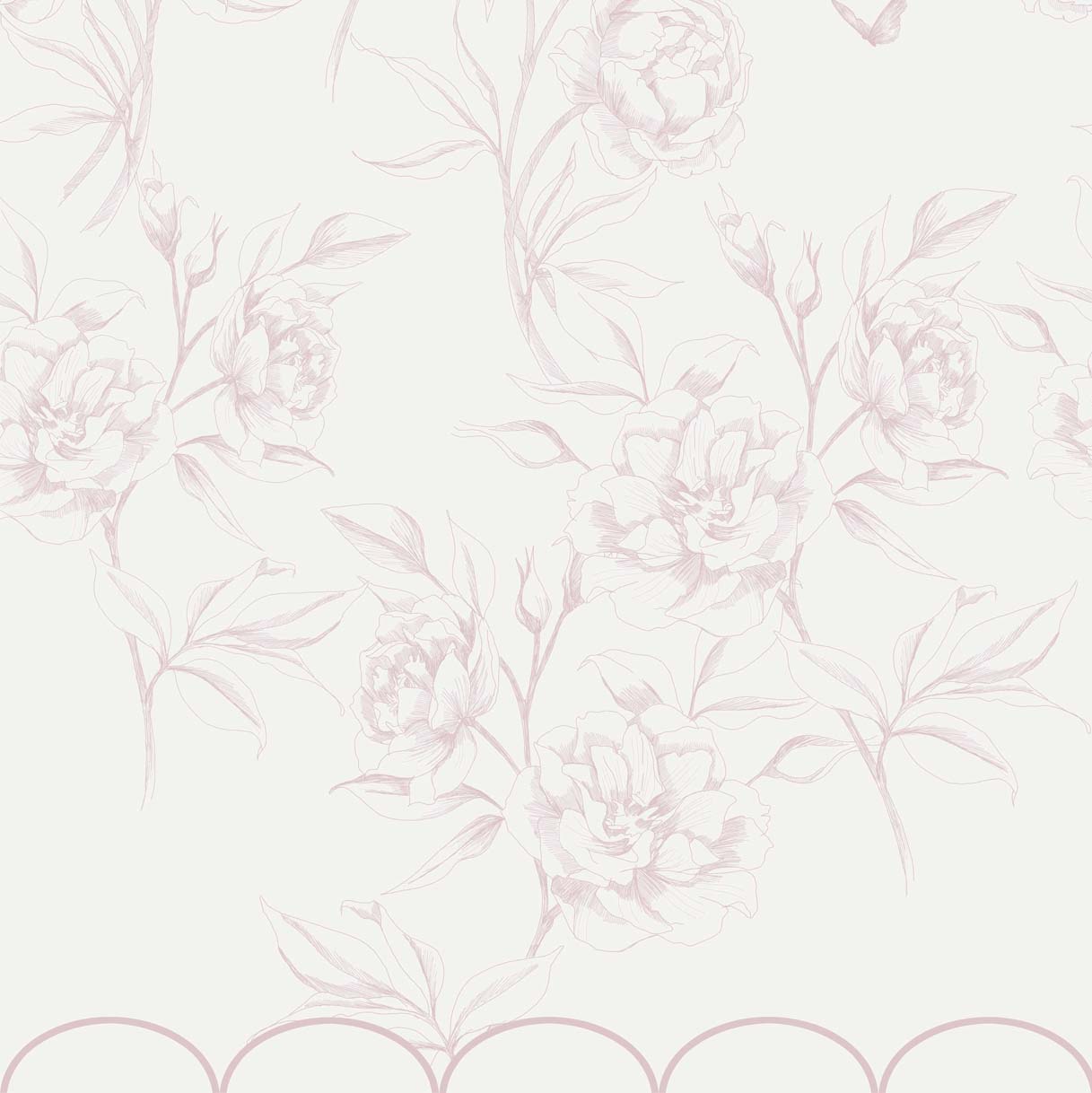 Tapeta kwiaty peonie (piwonie) falbanka róż