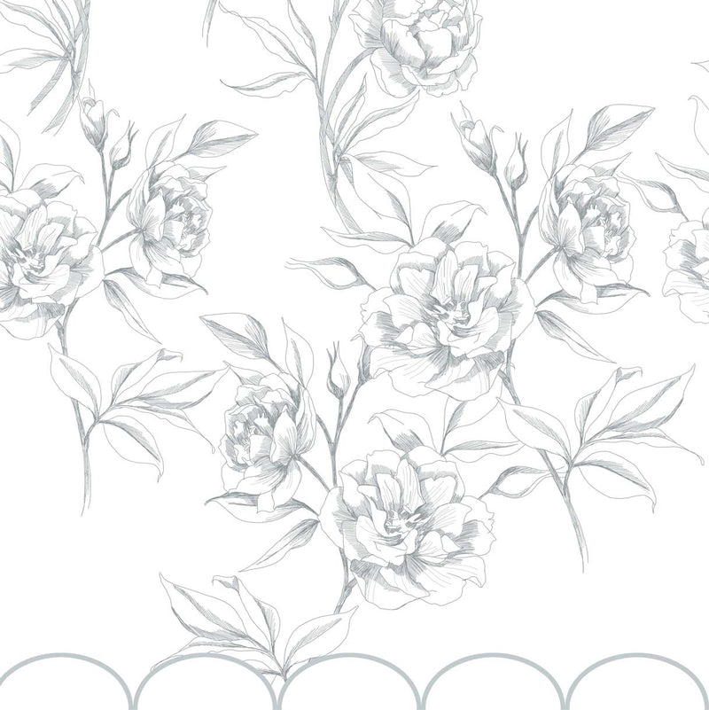 Tapeta kwiaty peonie (piwonie) falbanka zieleń