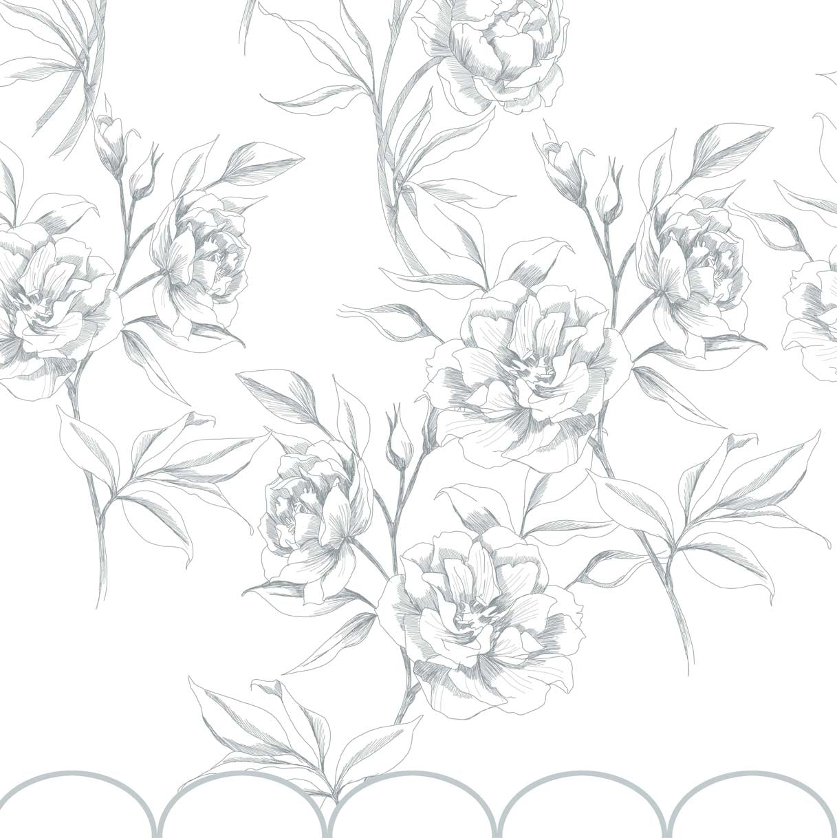 Tapeta kwiaty peonie (piwonie) falbanka zieleń