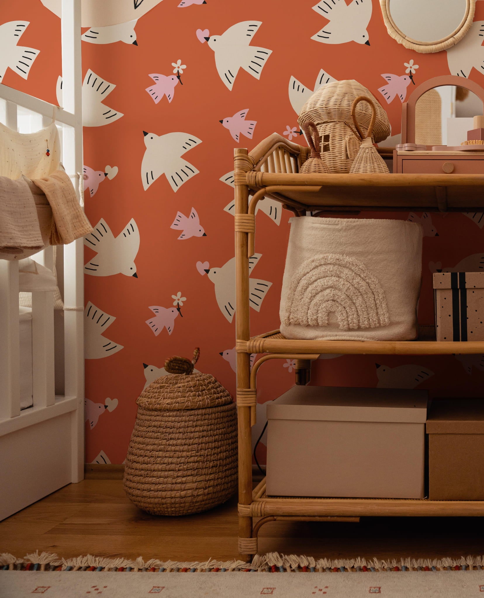 Tapeta kolorowe ptaszki vintage