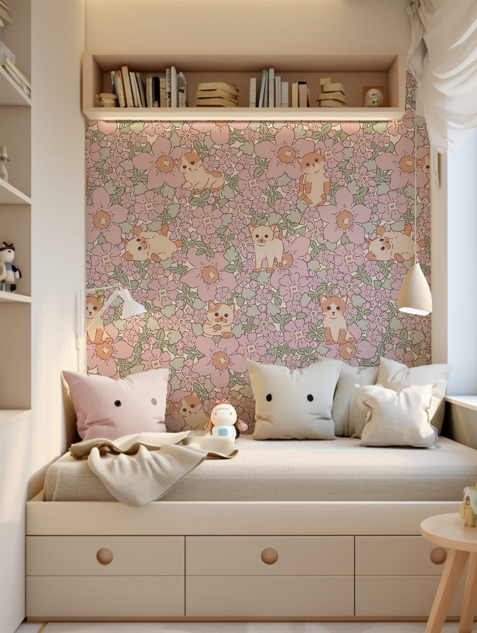 Tapeta kotki w kwiatach