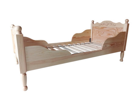 Łóżko dziecięce RETRO z ornamentem i rzeźbionymi nóżkami