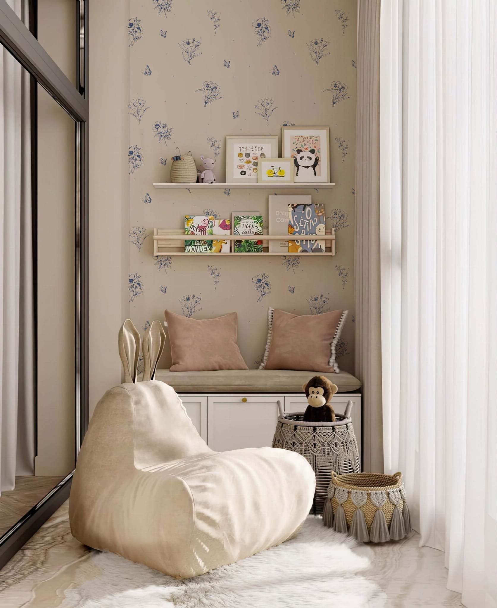Tapeta mini kwiatki blue