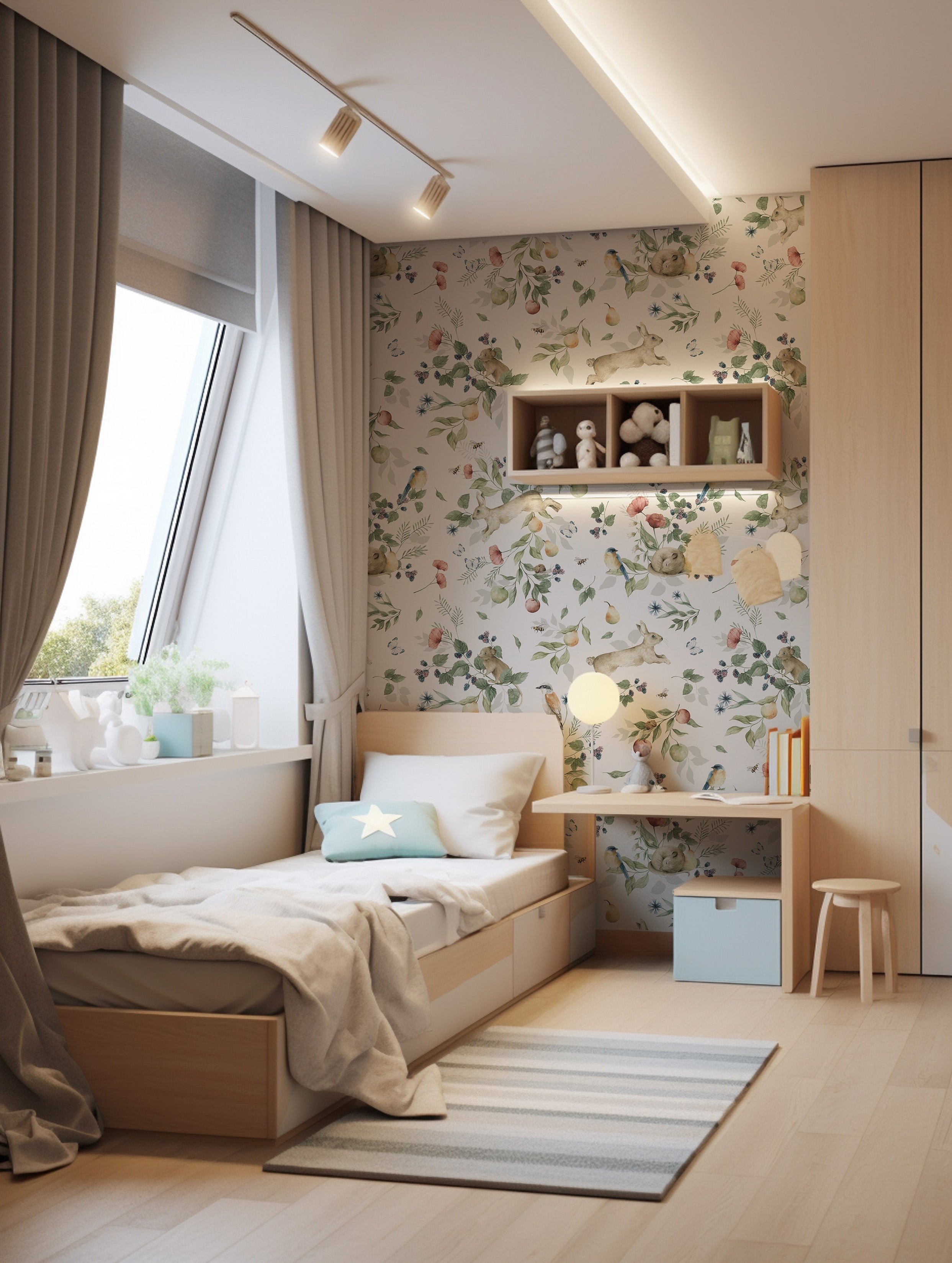 Tapeta króliczki owocowy sad