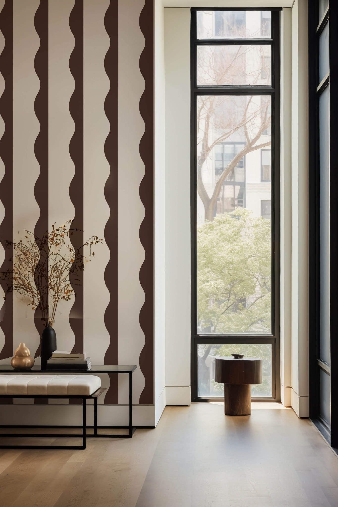 Tapeta paski kolor czekoladowy