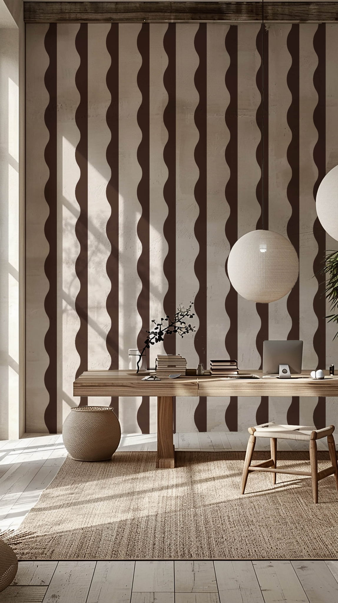 Tapeta paski kolor czekoladowy