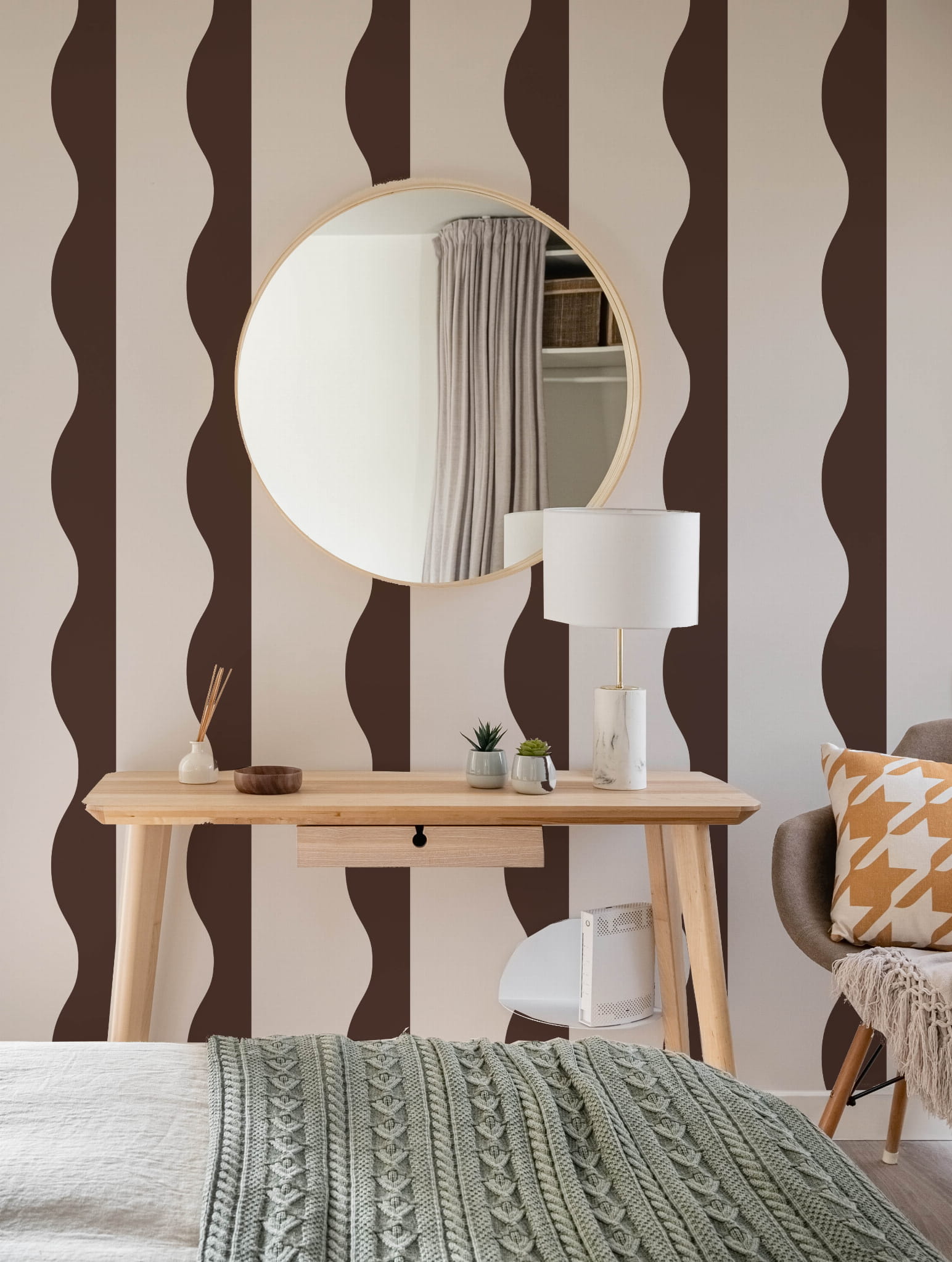 Tapeta paski kolor czekoladowy