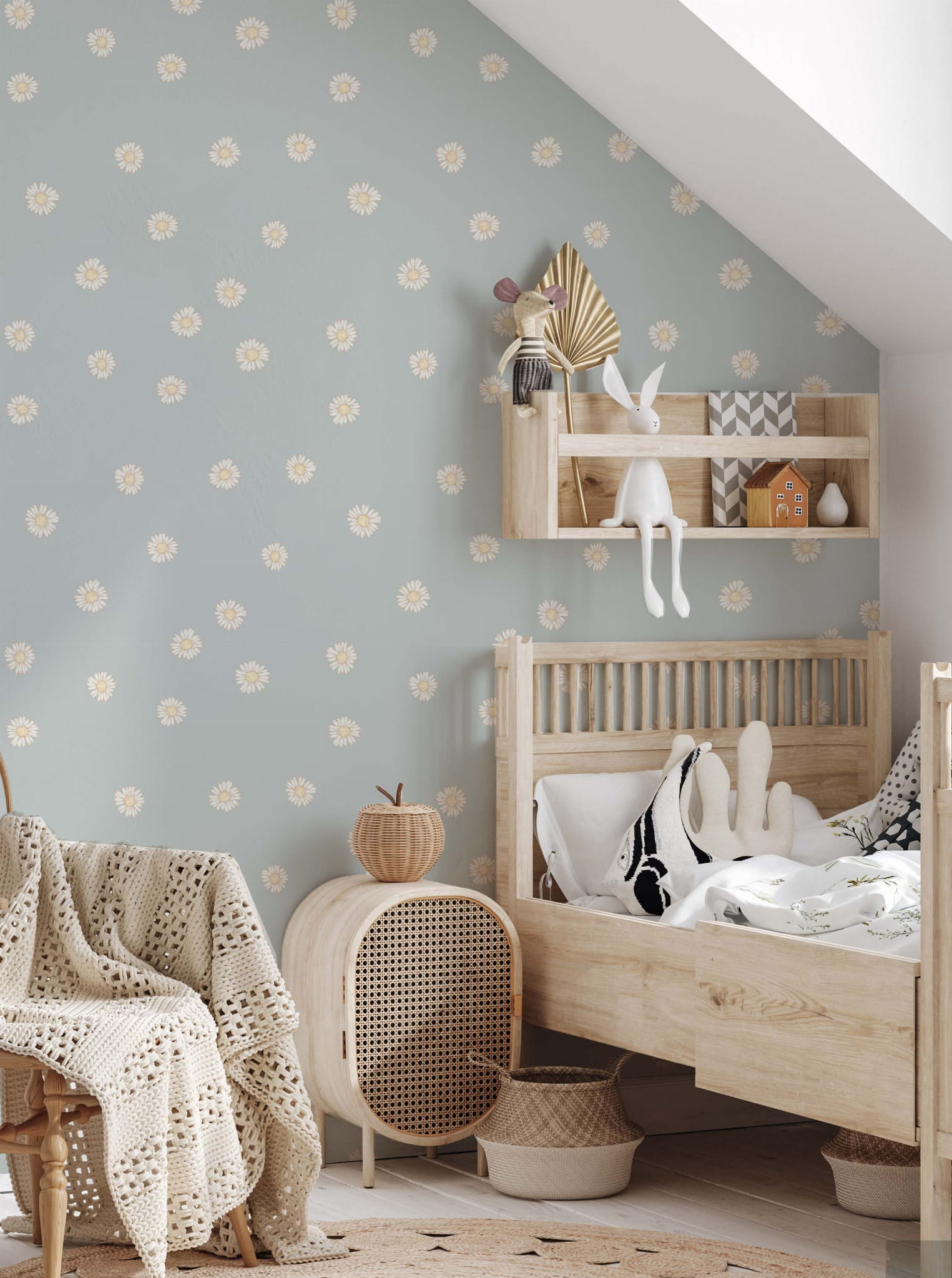 Tapeta drobne stokrotki błękit