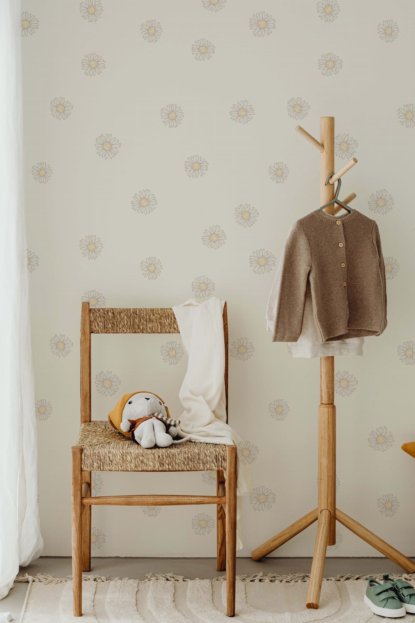 Tapeta drobne stokrotki beż