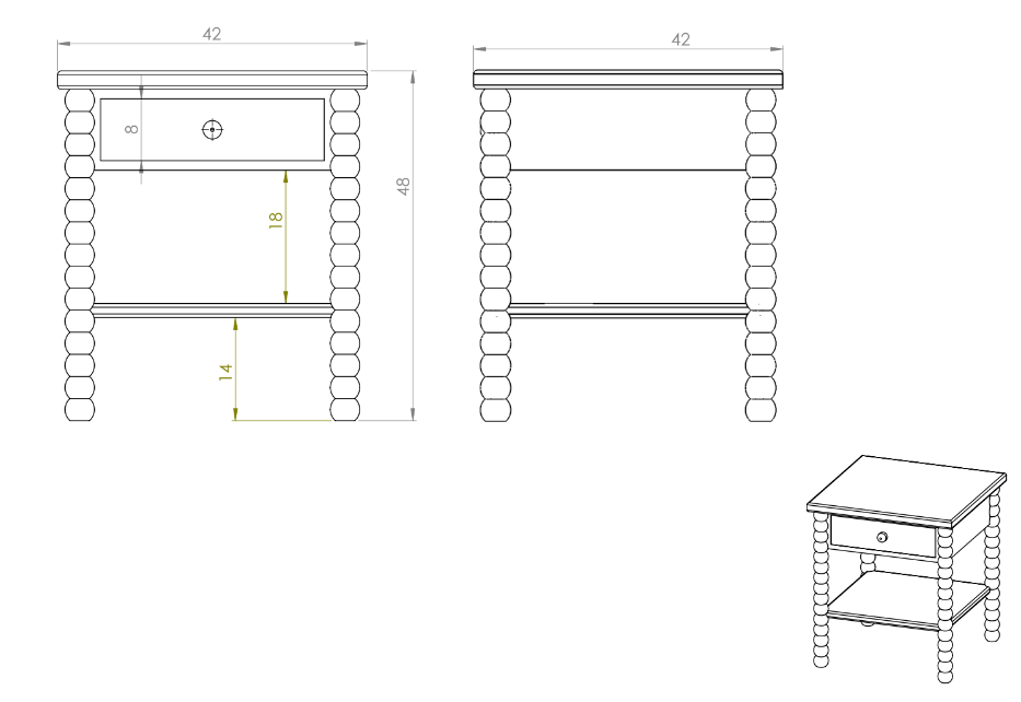 Stolik nocny Bobbin z szufladą