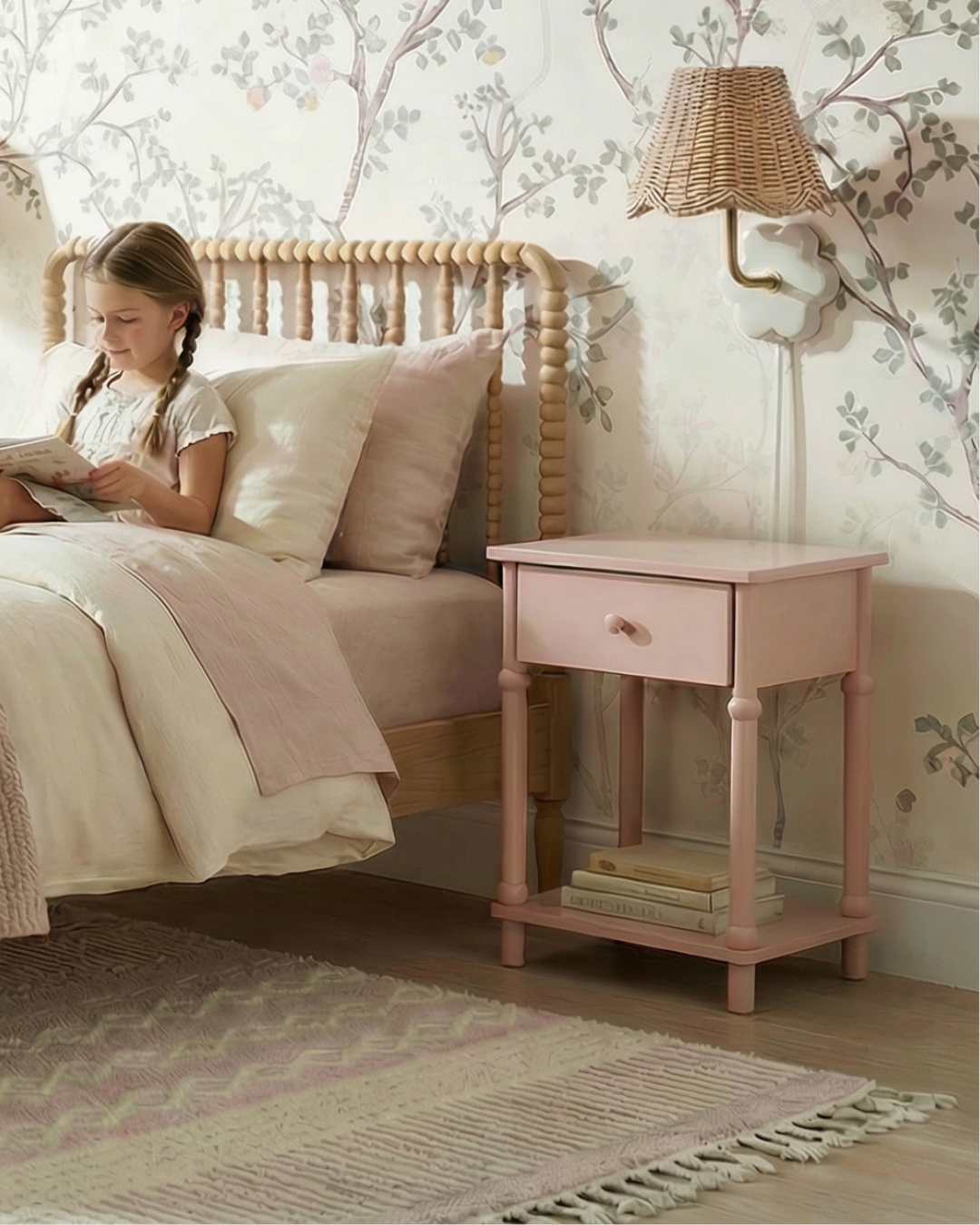 aranżacja szafki nocnej w pokoju dziewczynki