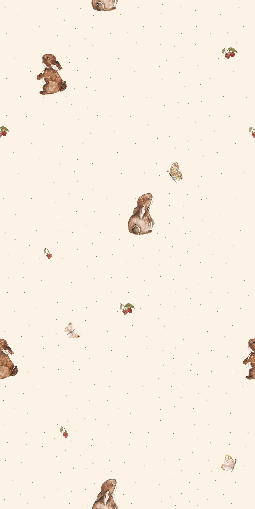 Tapeta króliczki i malinki w kropki