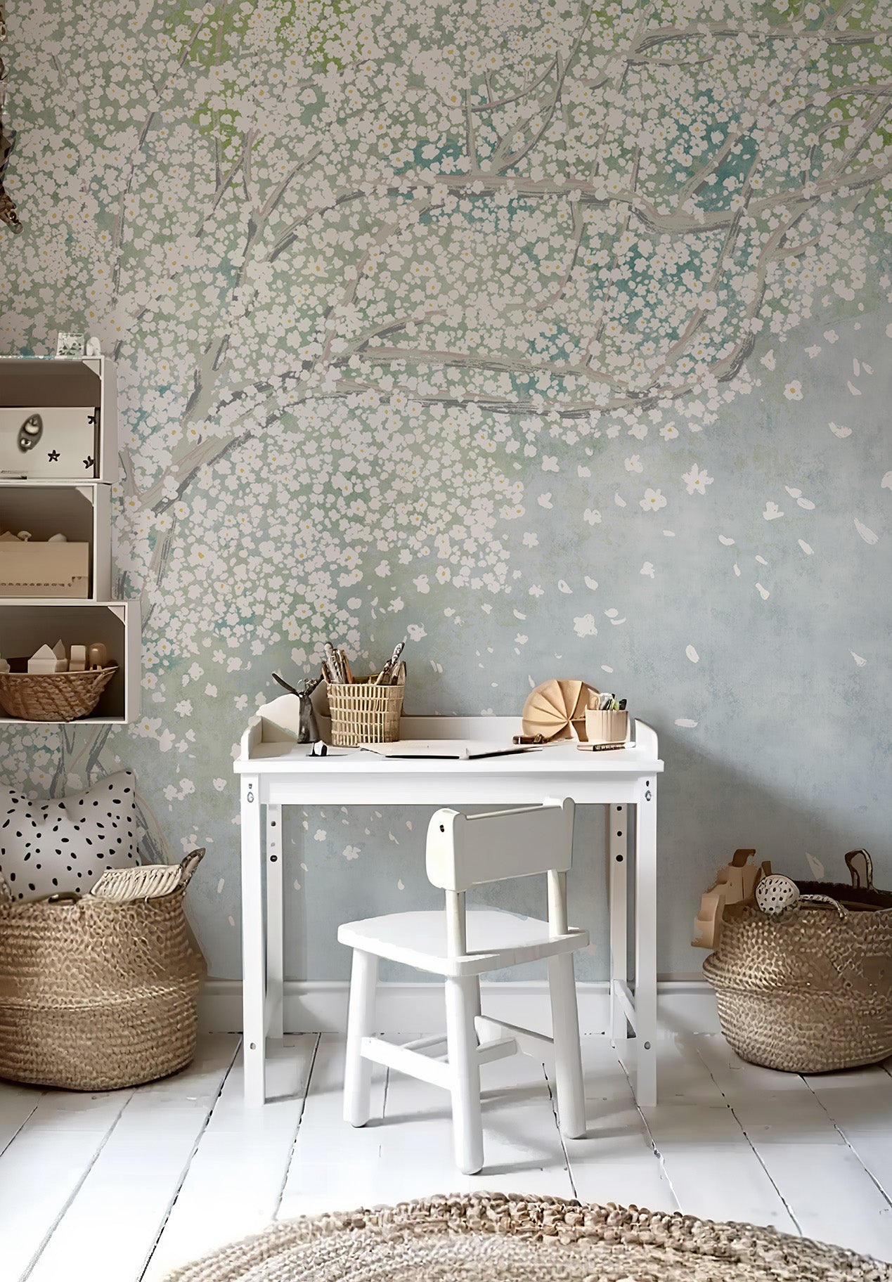 Tapeta japońskie drzewo błękit