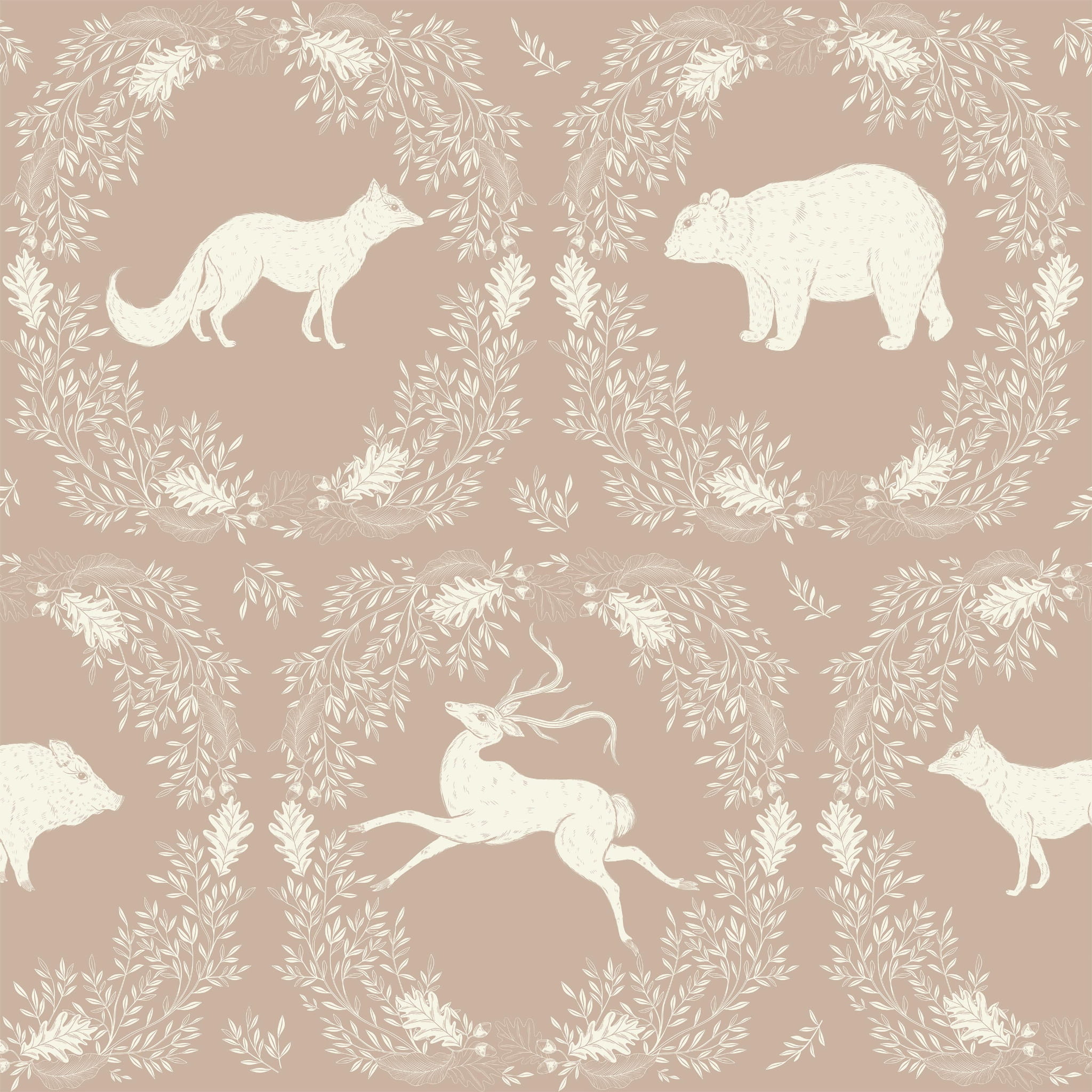 Tapeta leśne zwierzęta i wieńce