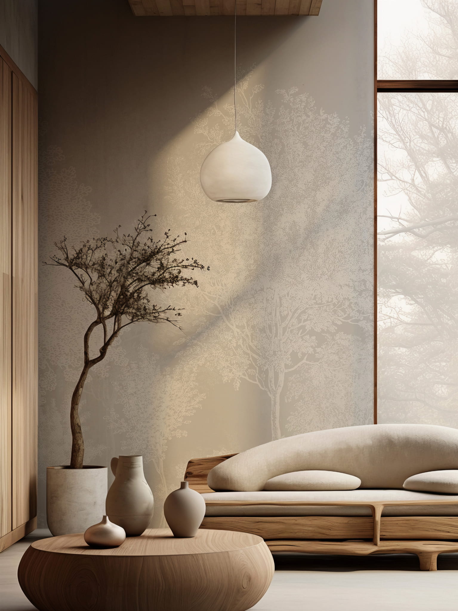 Tapeta mural drzewa biel