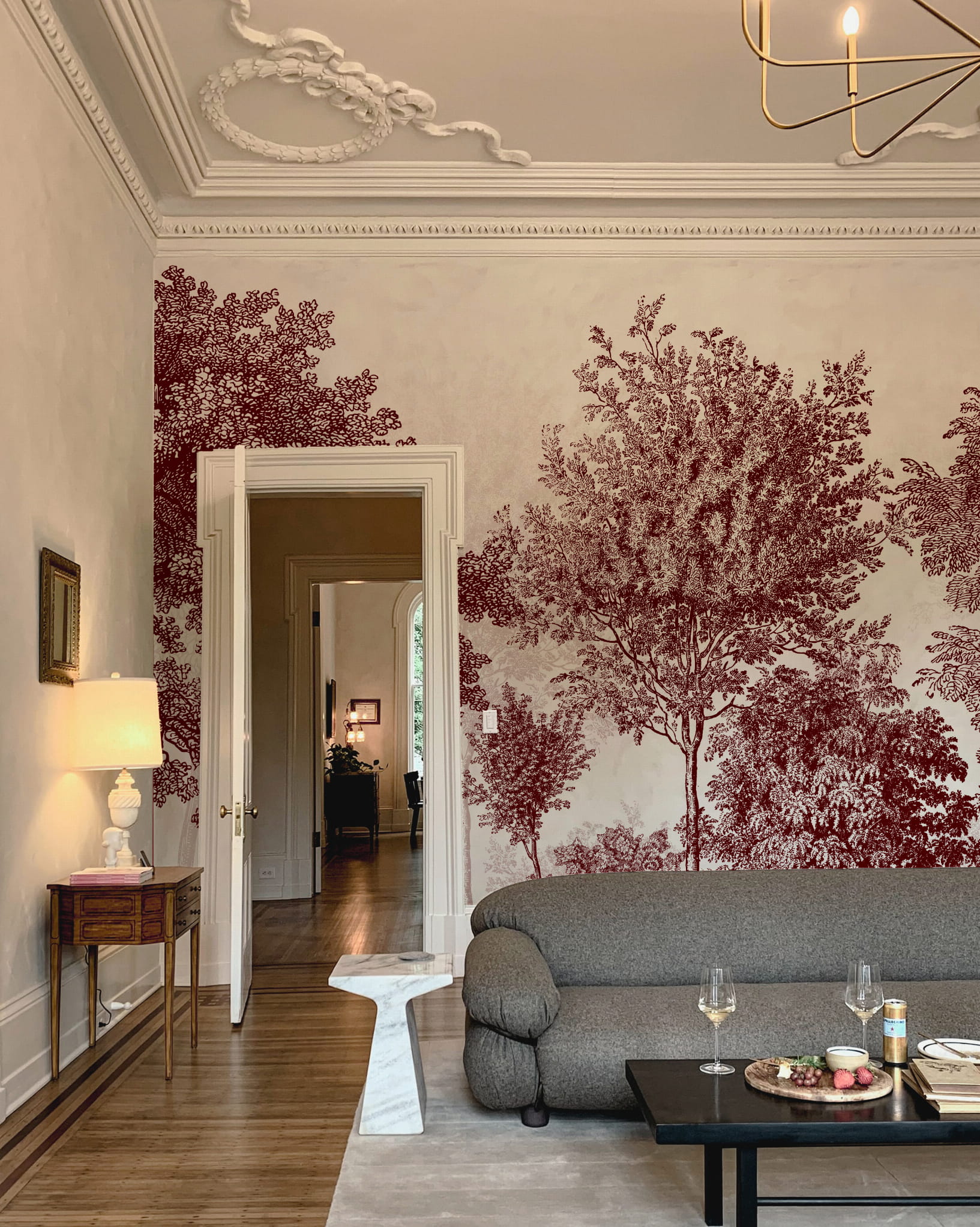 Tapeta mural drzewa bordo