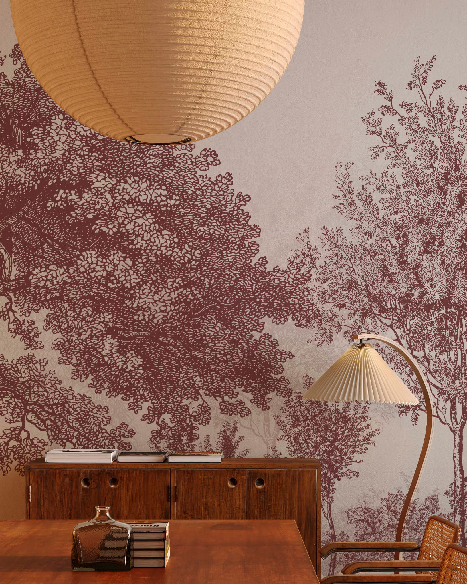 Tapeta mural drzewa bordo