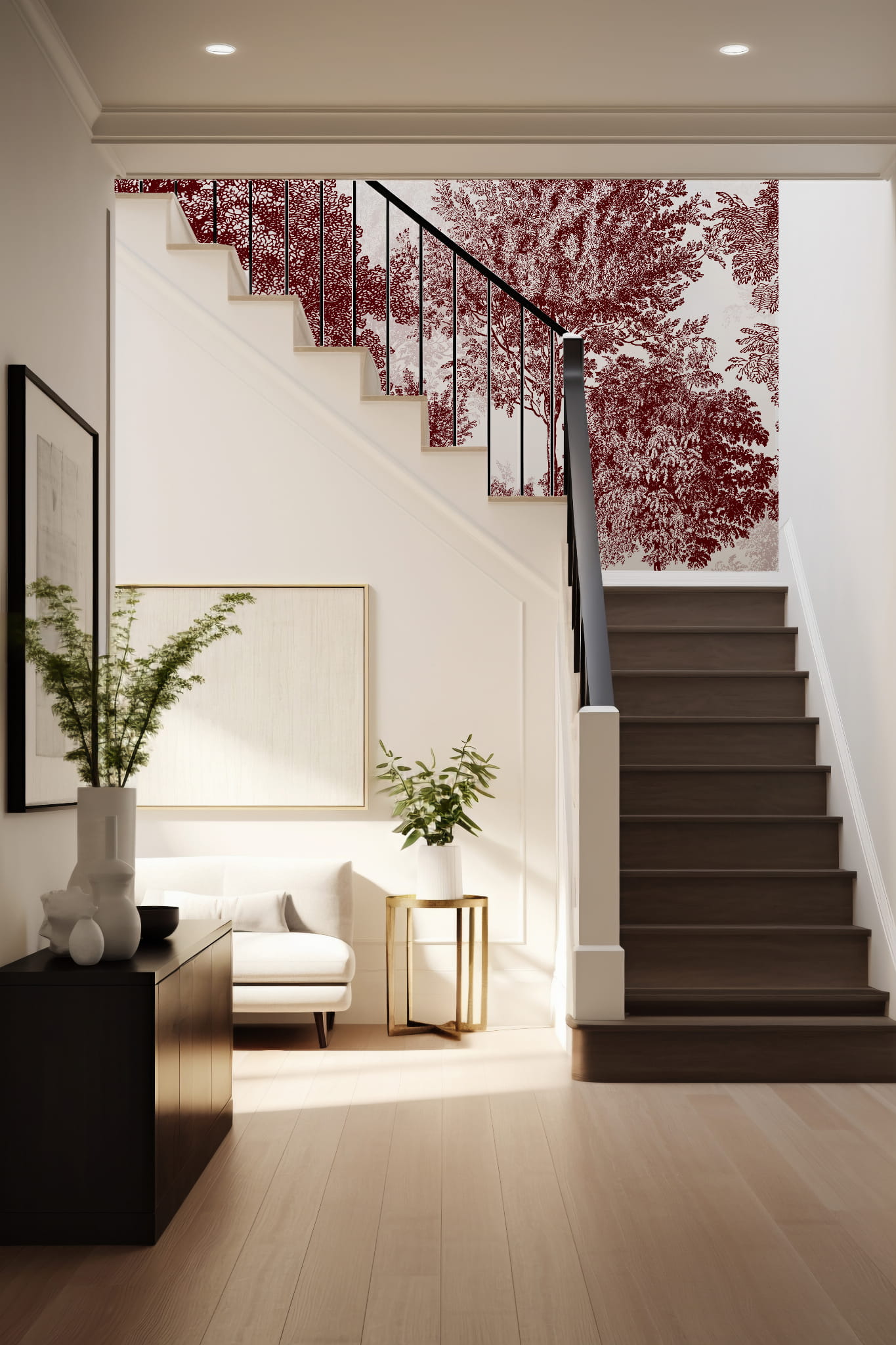 Tapeta mural drzewa bordo