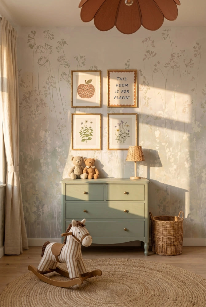 Tapeta mural dzikie kwiaty green